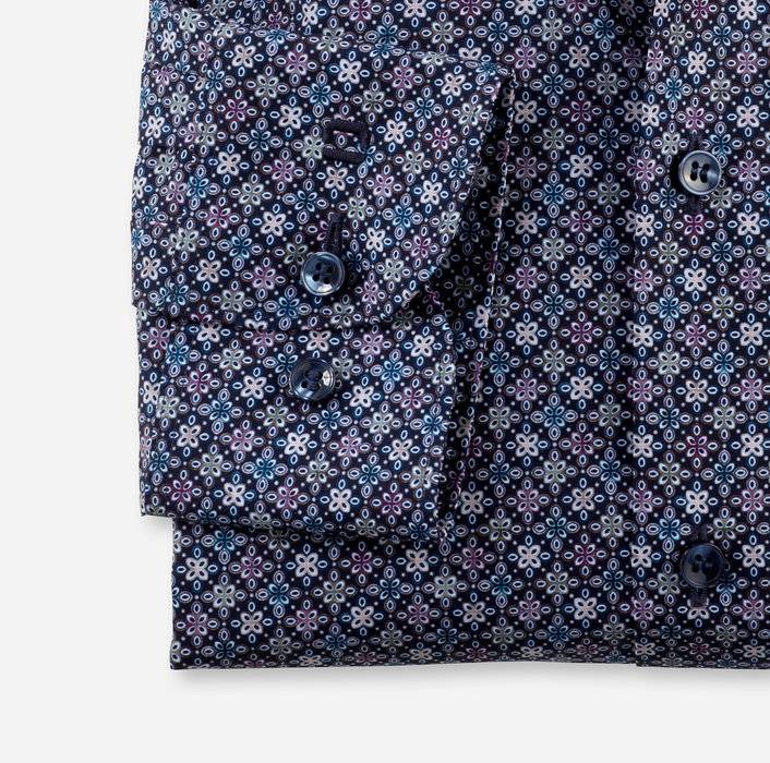 Olymp Camicia olymp slim fit blu cotone stretch stampato Vendite Flash