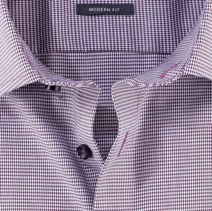 Olymp Camicia olymp a quadrettini prugna modern fit con taschino In Saldo