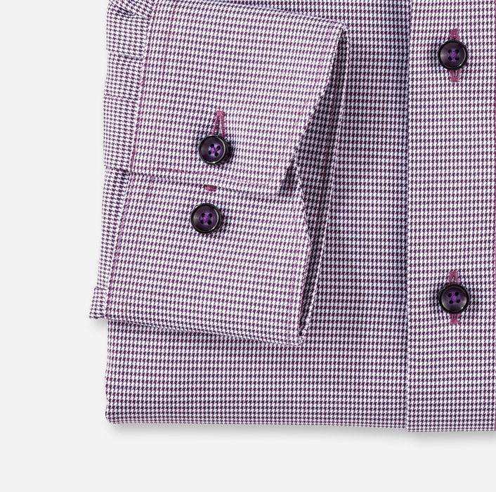 Olymp Camicia olymp a quadrettini prugna modern fit con taschino In Saldo