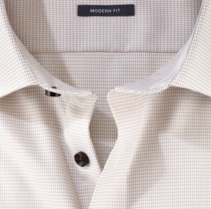 Olymp Camicia olymp a quadrettini beige modern fit con taschino Nuova