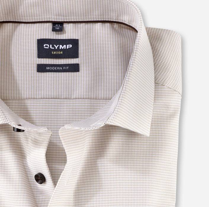 Olymp Camicia olymp a quadrettini beige modern fit con taschino Nuova
