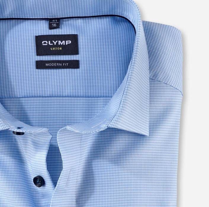 Olymp Camicia olymp a quadrettini celeste modern fit con taschino Moda