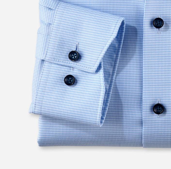 Olymp Camicia olymp a quadrettini celeste modern fit con taschino Moda