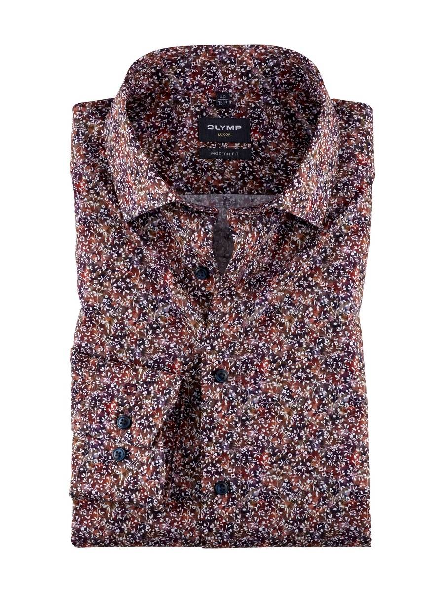 Olymp Camicia olymp fantasia floreale prugna modern fit 2025