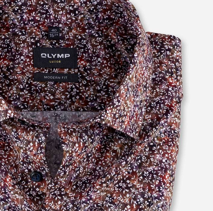 Olymp Camicia olymp fantasia floreale prugna modern fit 2025