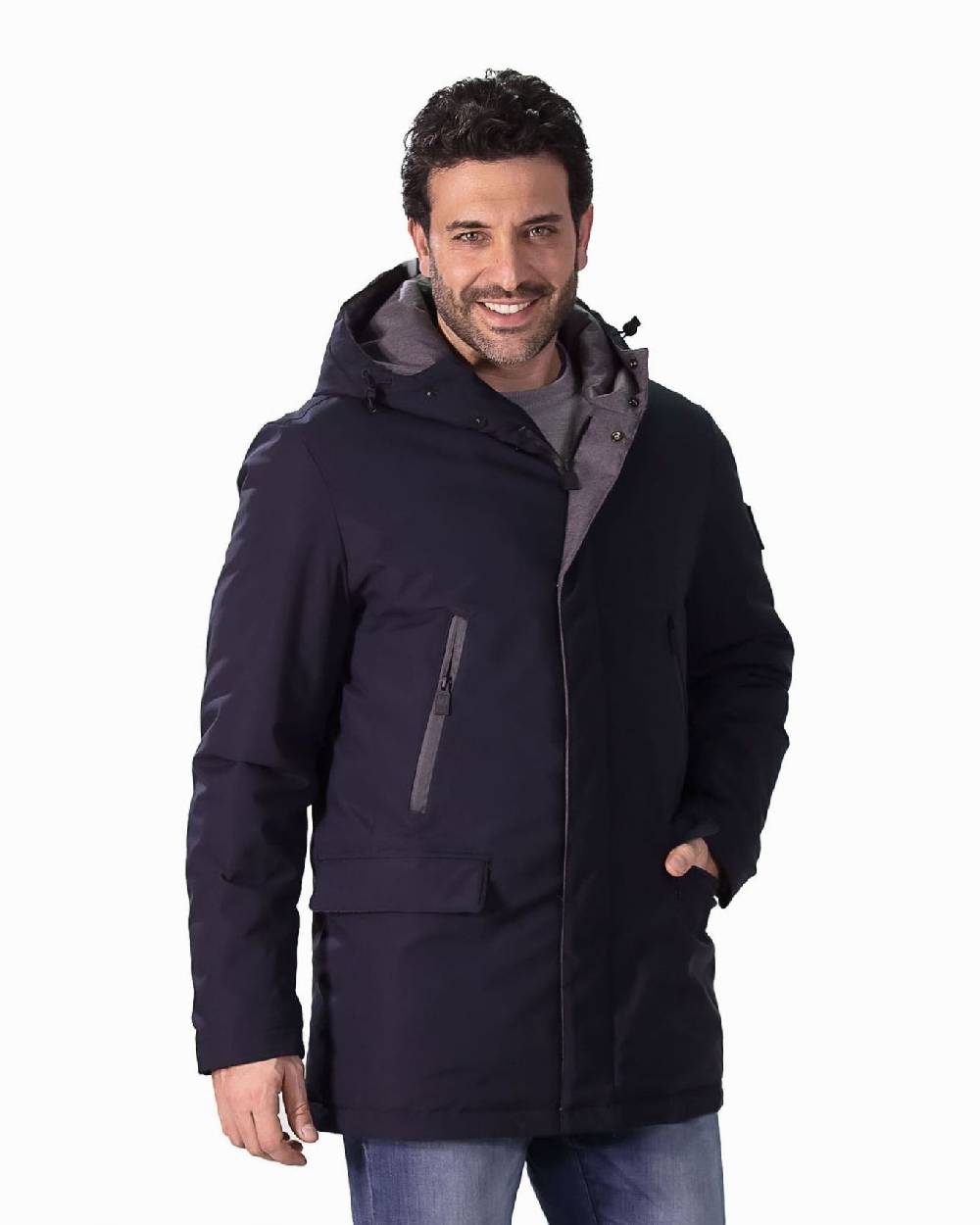 Adimari Giaccone blu adimari imbottito in eco piuma Sconto