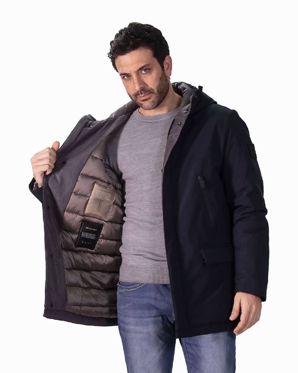 Adimari Giaccone blu adimari imbottito in eco piuma Sconto
