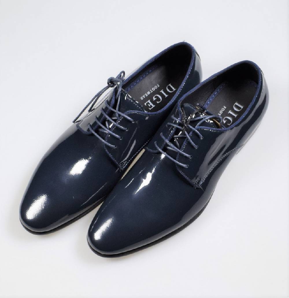 Digel Scarpa elegante da cerimonia blu digel in vera pelle verniciata In Vendita