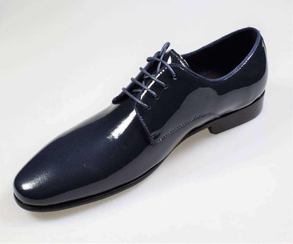 Digel Scarpa elegante da cerimonia blu digel in vera pelle verniciata In Vendita
