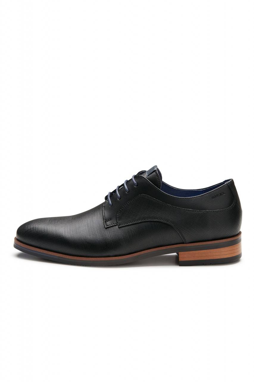 Digel Scarpa elegante derby stringata nera digel in pelle lavorata In Saldo