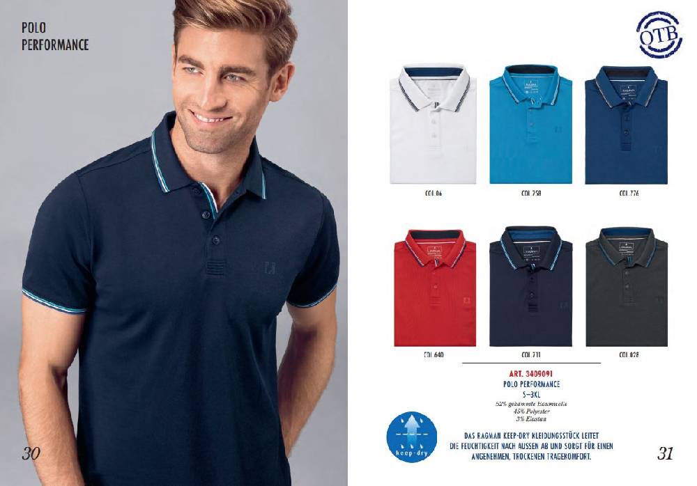 Ragman Polo blu marine in tessuto performante ragman modern fit Vendita