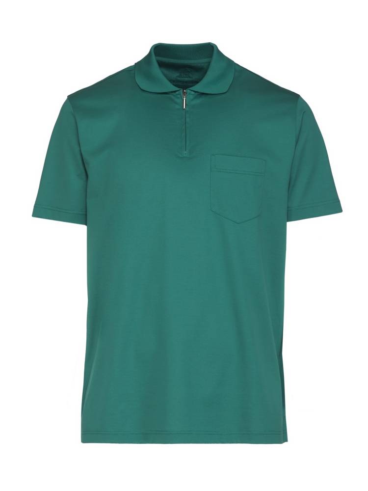 Montechiaro Polo zip montechiaro maniche corte in jersey filo di scozia con taschino In Vendita