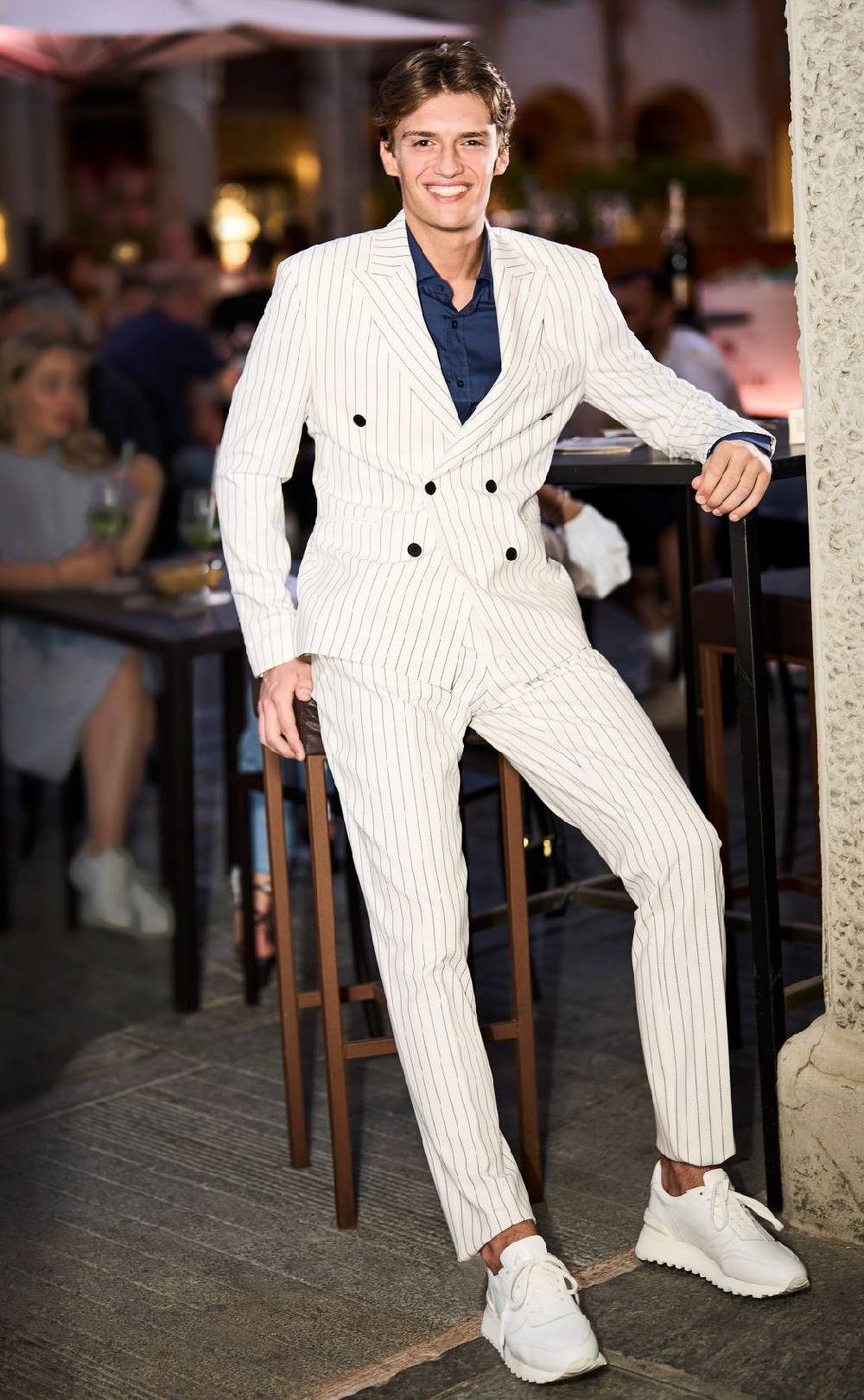 Musani Milano Cerimonia Abito musani gessato a doppio petto slim fit Offerte