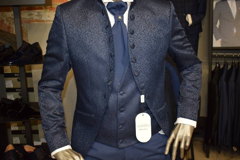 Musani Milano Cerimonia Abito musani blu damascato slim fit Hotsell