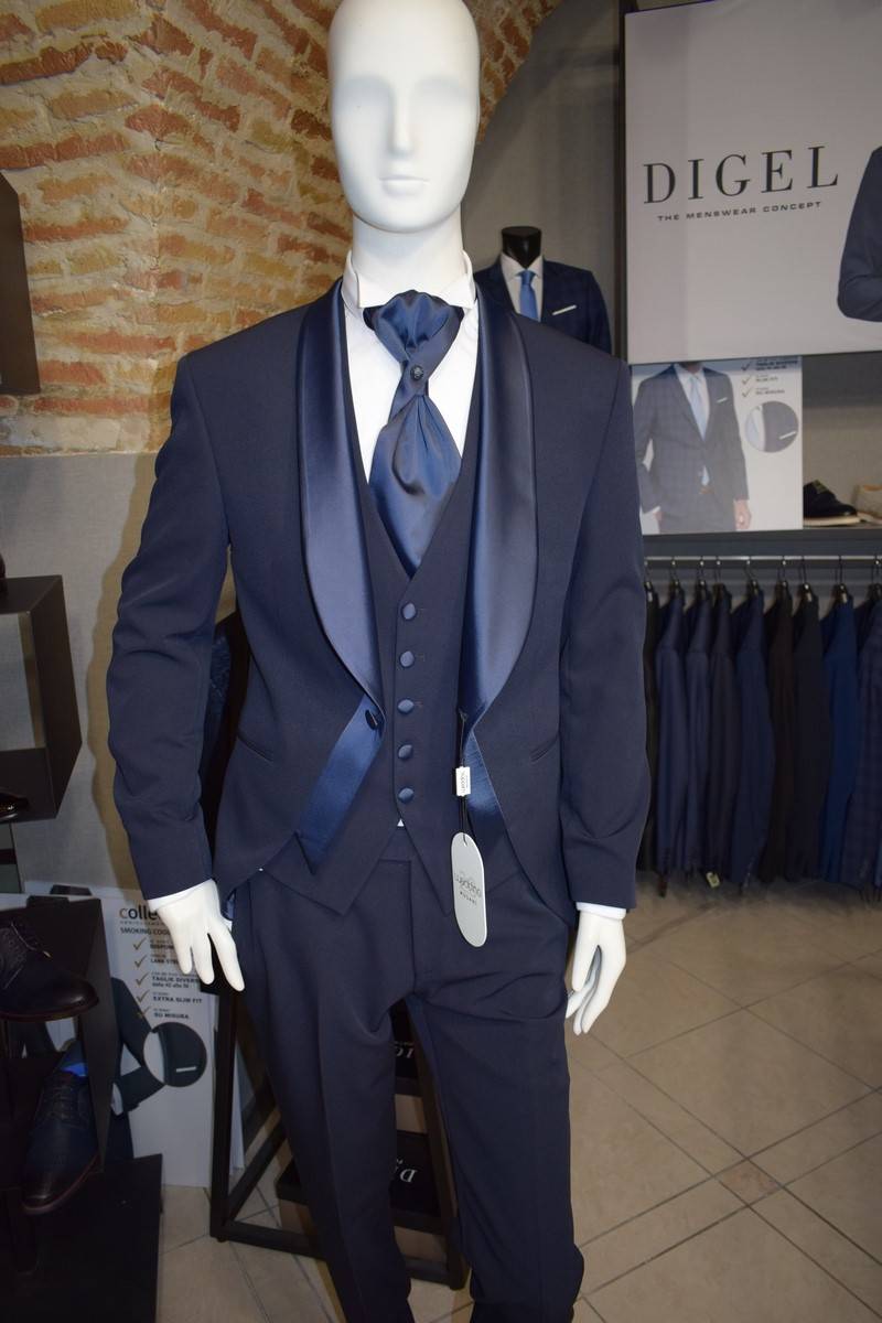 Musani Milano Cerimonia Smoking da sposo moderno blu musani cerimonia Vendita Calda