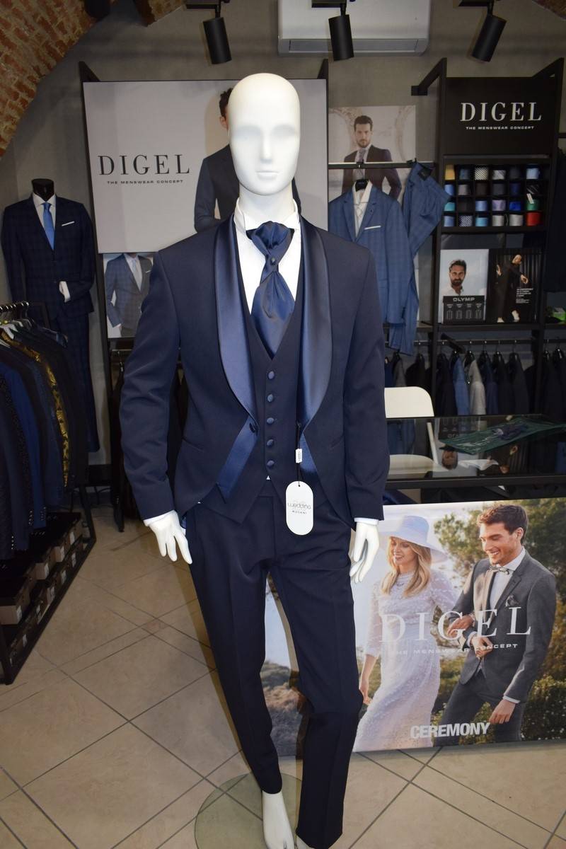 Musani Milano Cerimonia Smoking da sposo moderno blu musani cerimonia Vendita Calda