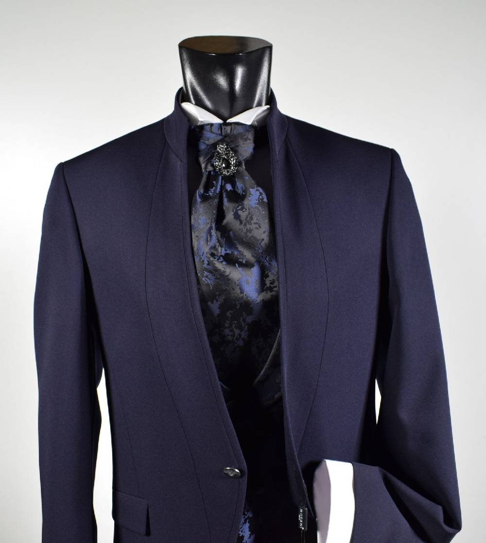 Musani Milano Cerimonia Abito blu musani cerimonia slim fit con panciotto e cravatta Consegna Veloce