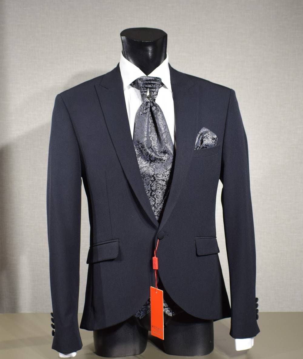 Musani Milano Cerimonia Abito elegante nero musani cerimonia slim fit con panciotto Vendite Flash