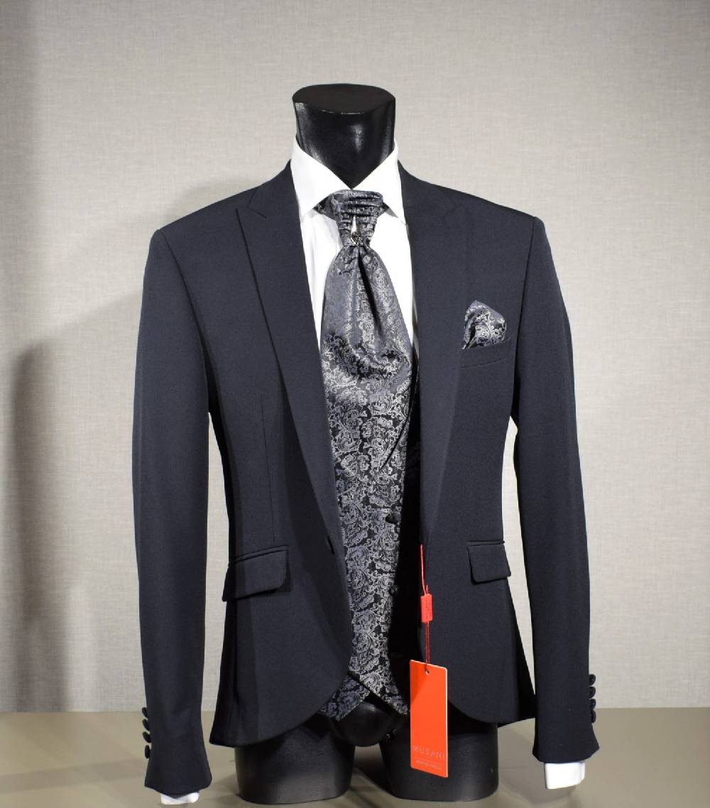 Musani Milano Cerimonia Abito elegante nero musani cerimonia slim fit con panciotto Vendite Flash