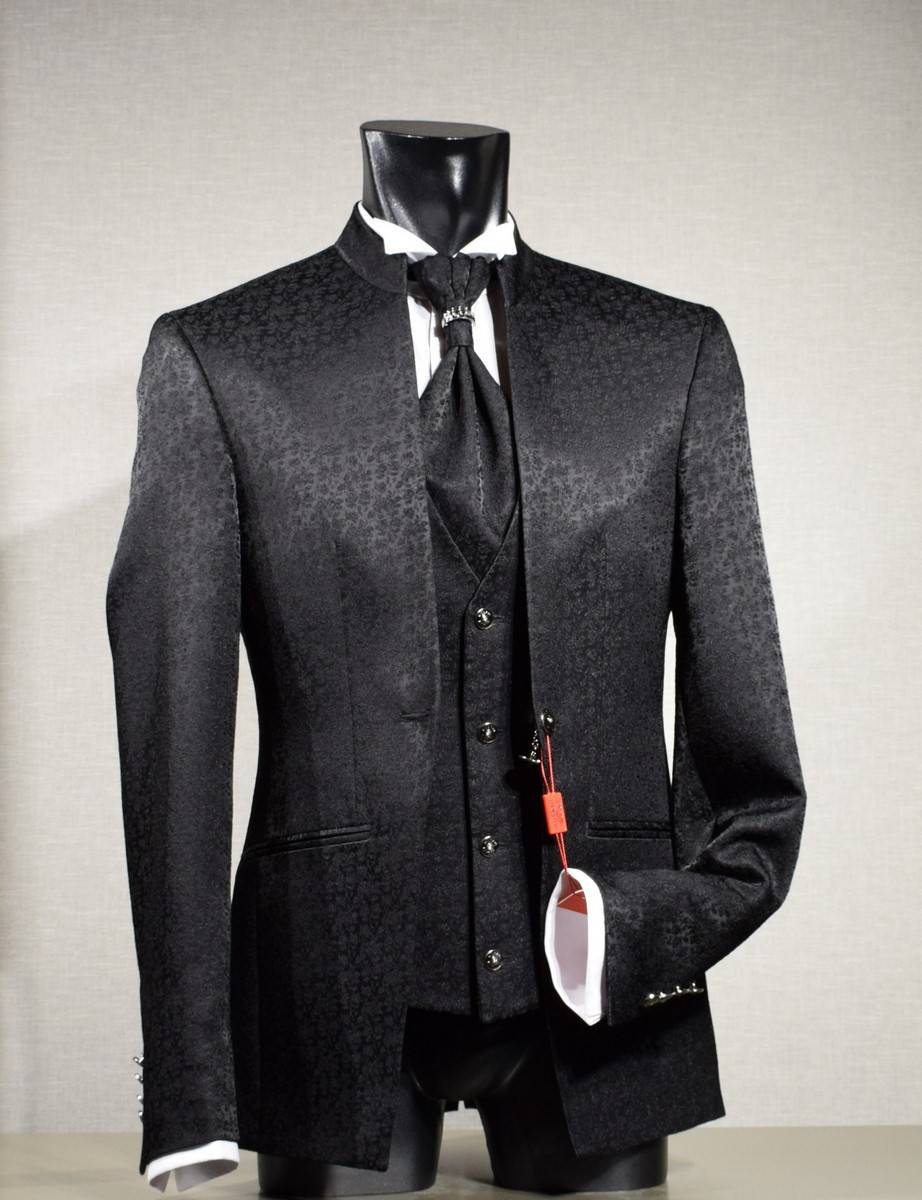 Musani Milano Cerimonia Abito musani cerimonia nero damascato slim fit Negozio