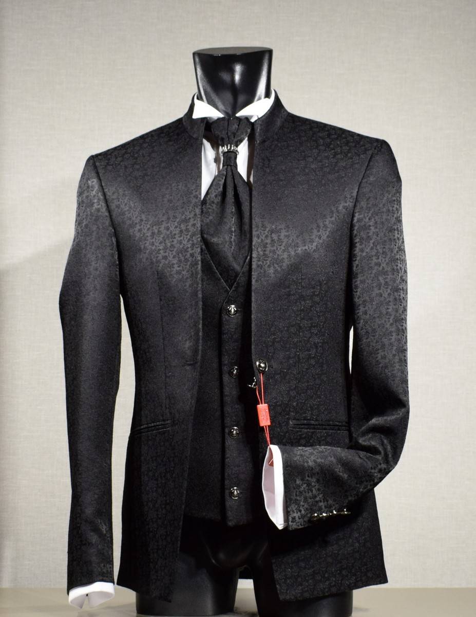Musani Milano Cerimonia Abito musani cerimonia nero damascato slim fit Negozio