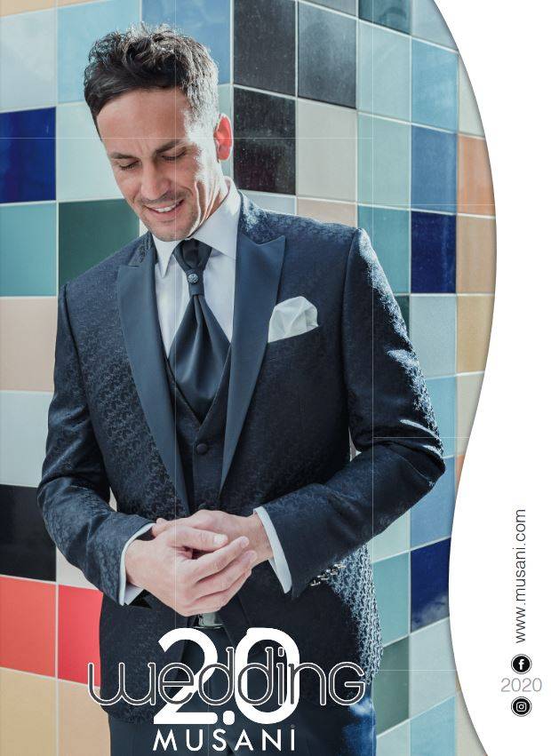 Musani Milano Cerimonia Abito smoking blu damascato musani cerimonia slim fit 2025