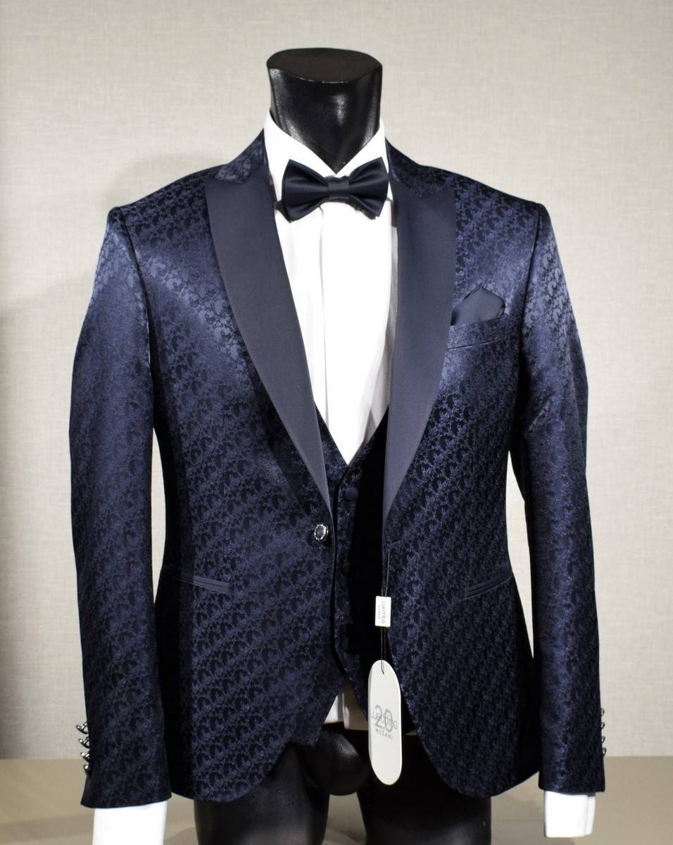 Musani Milano Cerimonia Abito smoking blu damascato musani cerimonia slim fit 2025