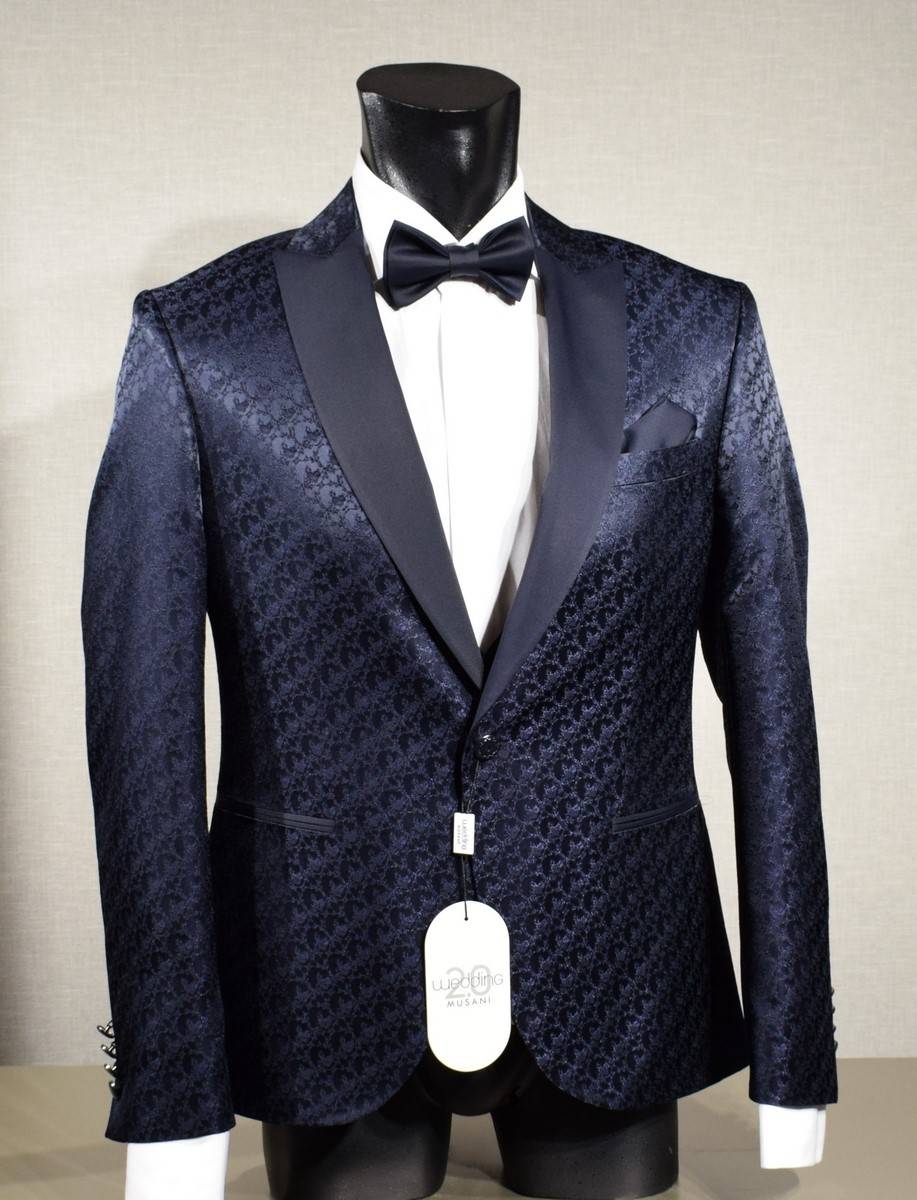 Musani Milano Cerimonia Abito smoking blu damascato musani cerimonia slim fit 2025