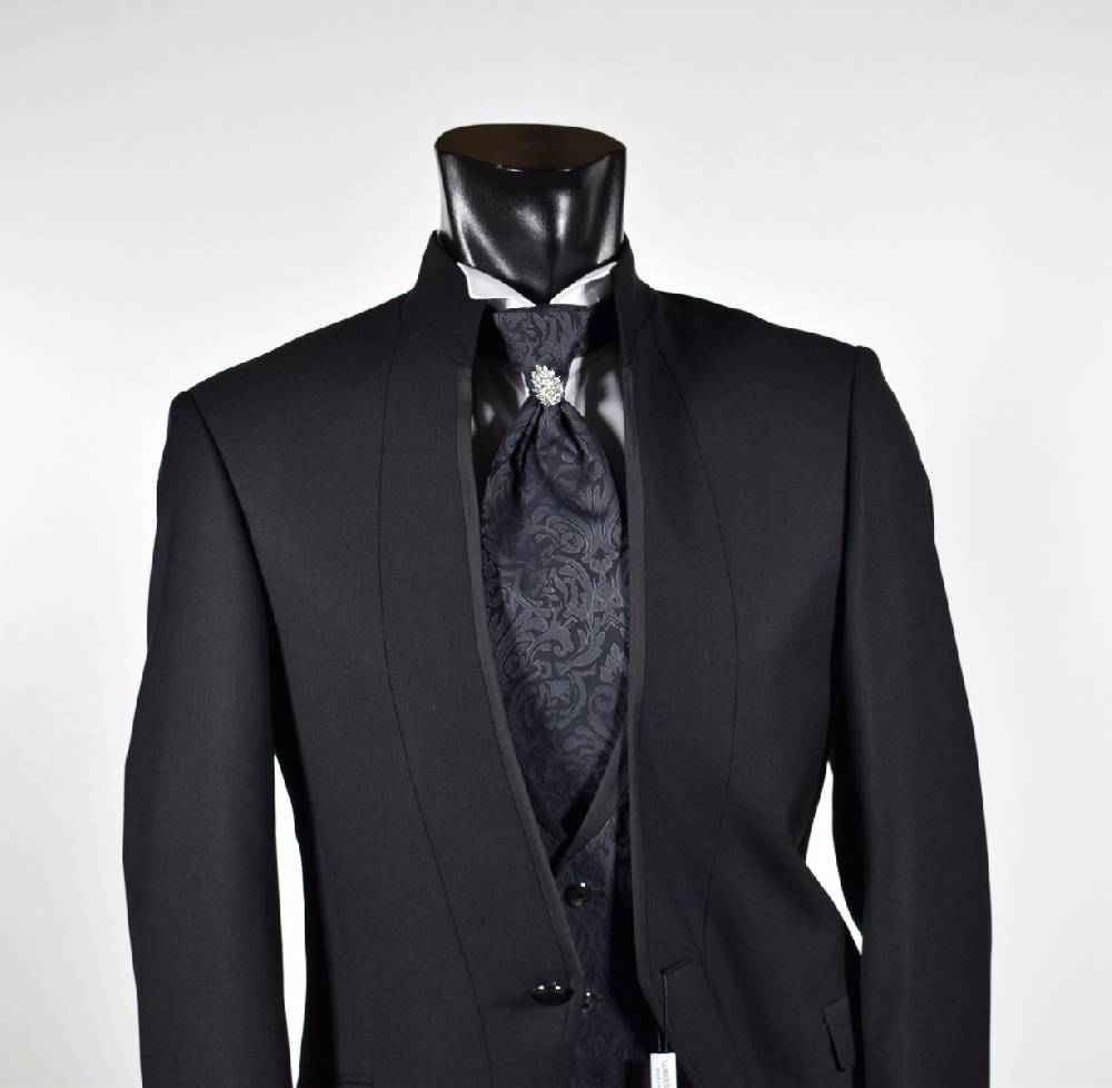 Musani Milano Cerimonia Abito nero slim fit musani cerimonia modello alla coreana Nuovo