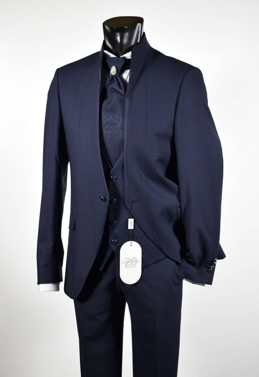 Musani Milano Cerimonia Abito blu slim fit musani milano modello alla coreana Qualità