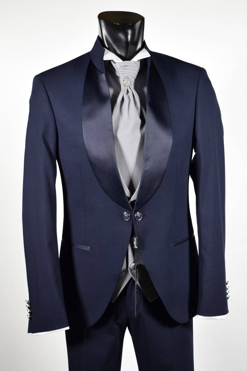 Musani Milano Cerimonia Abito musani cerimonia blu modello coreano slim fit Vendita