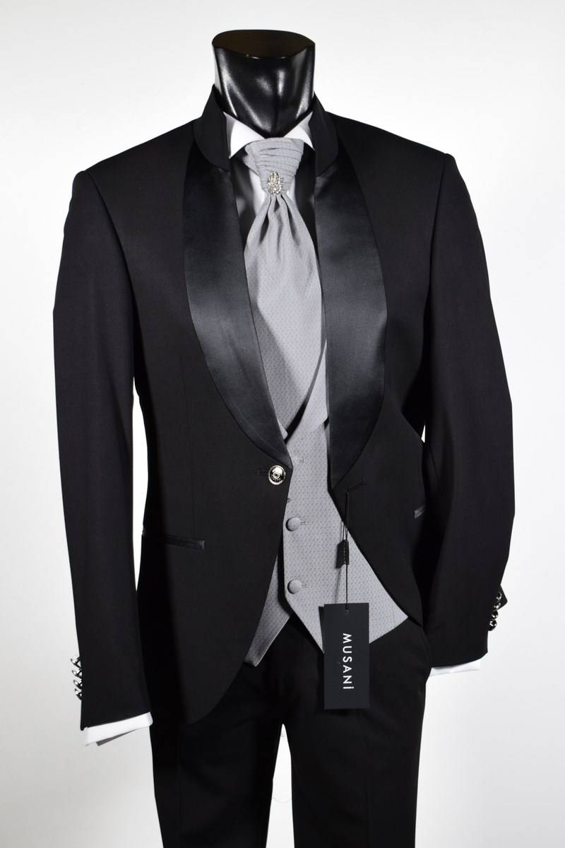 Musani Milano Cerimonia Abito nero musani cerimonia modello coreano slim fit Promozione