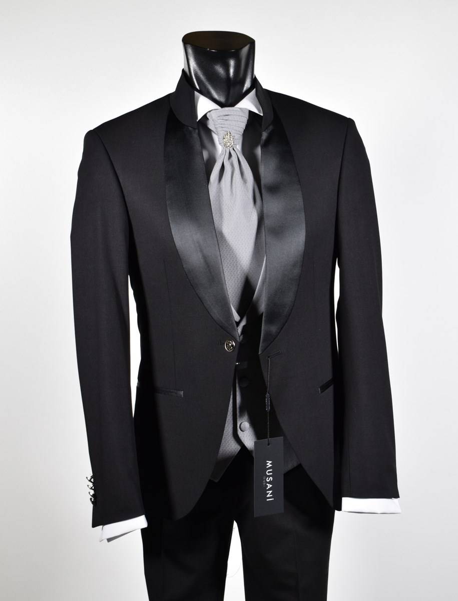 Musani Milano Cerimonia Abito nero musani cerimonia modello coreano slim fit Promozione