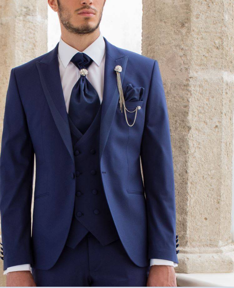 Musani Milano Cerimonia Abito bluette slim fit musani cerimonia completo di panciotto cravatta camicia Spedizione Gratuita