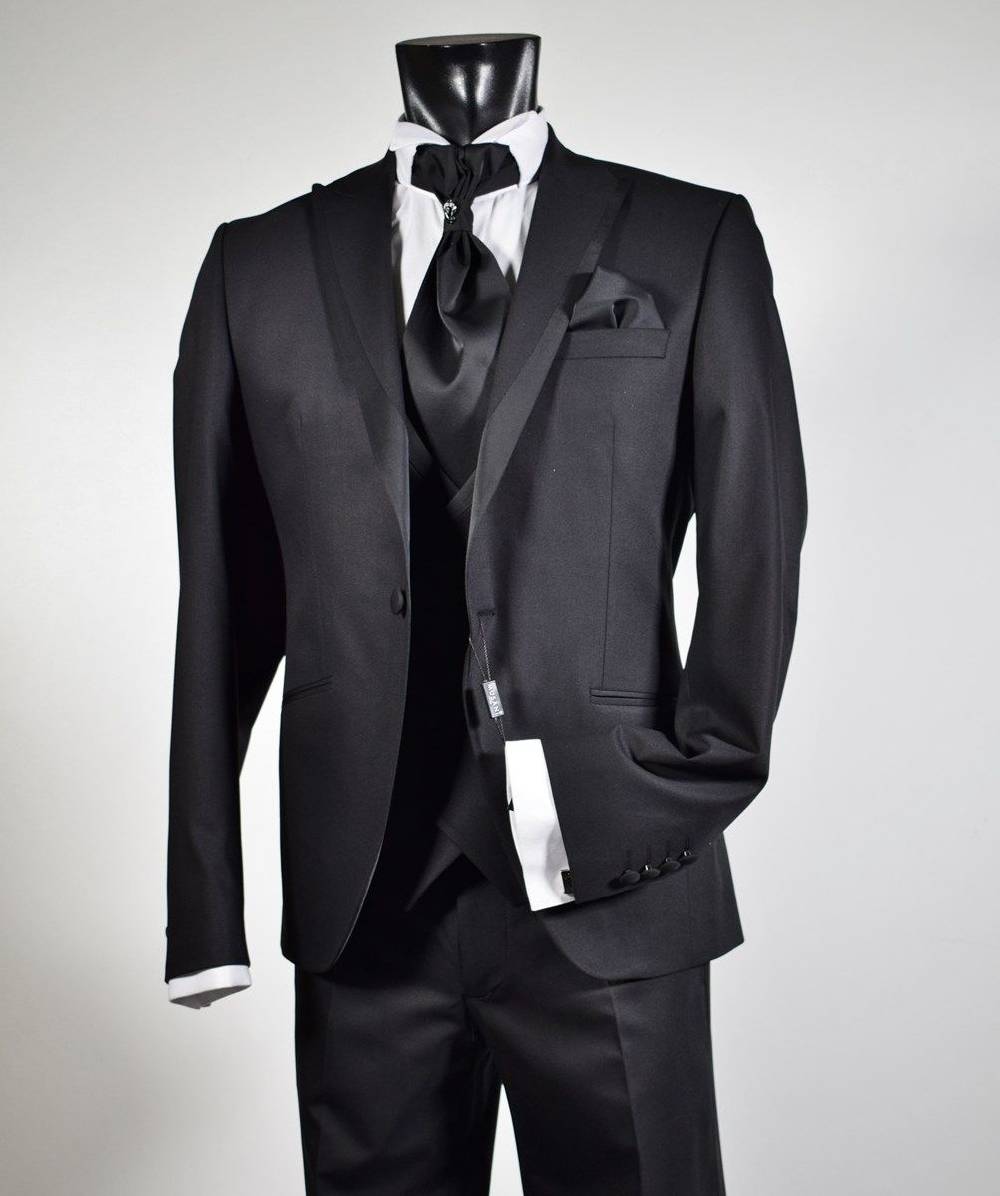 Musani Milano Cerimonia Abito nero slim fit musani cerimonia con petto a lancia Saldi