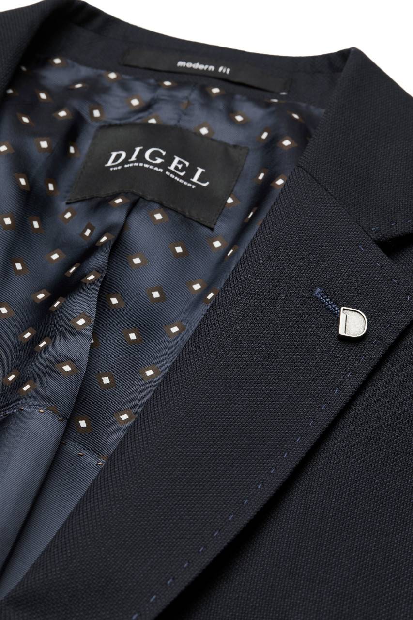 Digel Giacca blu scuro digel drop quattro corto lana marzotto con tasche a toppa Prezzo Ridotto