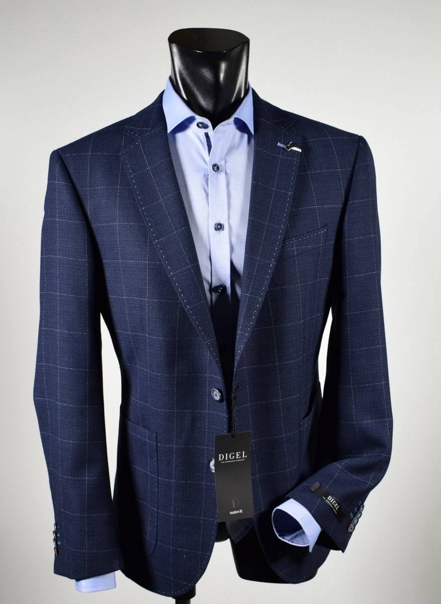 Digel Giacca blu a quadri digel drop sei modern fit Novità