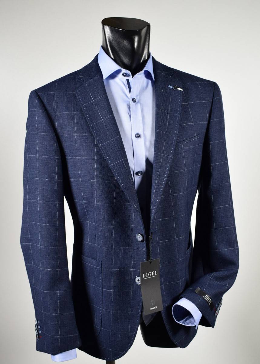 Digel Giacca blu a quadri digel drop sei modern fit Novità
