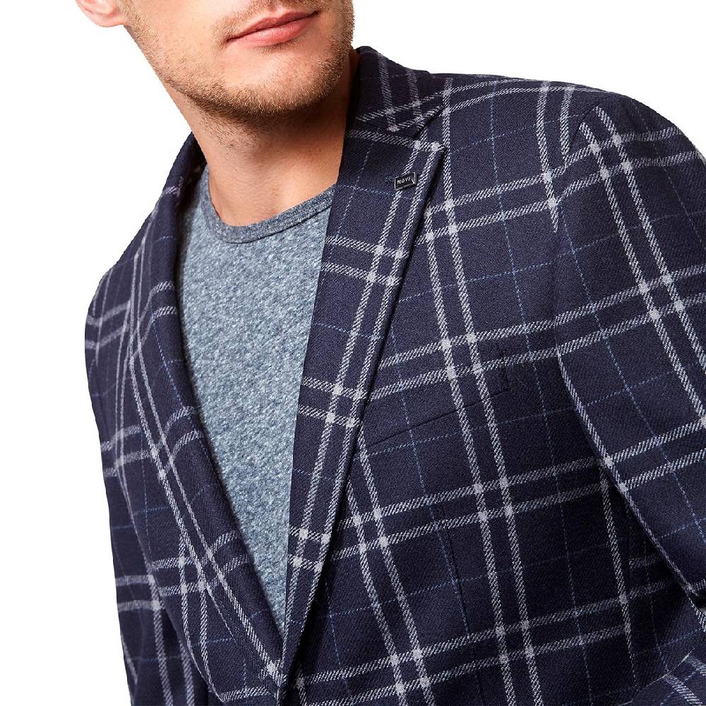 Digel Giacca moda slim fit digel in misto lana blu a quadri Sconto