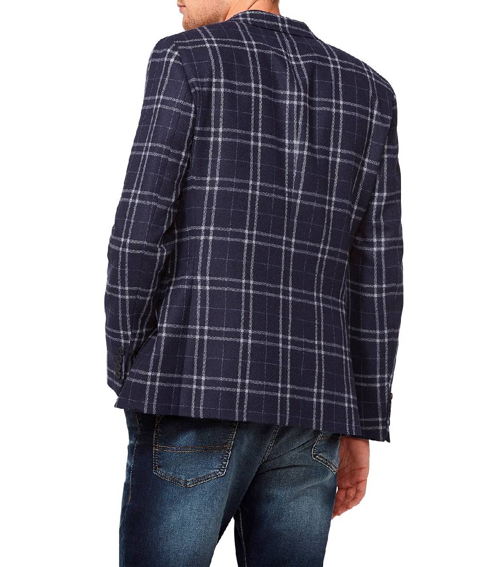 Digel Giacca moda slim fit digel in misto lana blu a quadri Sconto