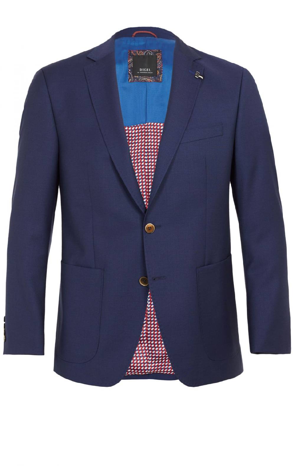 Digel Giacca blu marine digel in pura lana vergine marzotto con tasche a toppa Economico