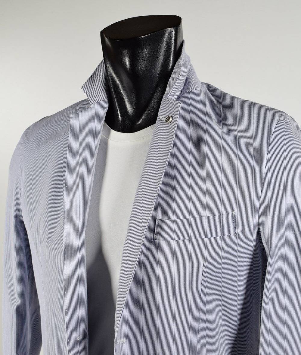 Falko Rosso Giacca misto cotone elasticizzato a righe azzurro sfoderata made in italy Outlet