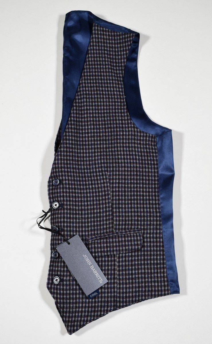 John Barritt Gilet john barritt slim fit fantasia a quadri blu e bordeaux misto lana