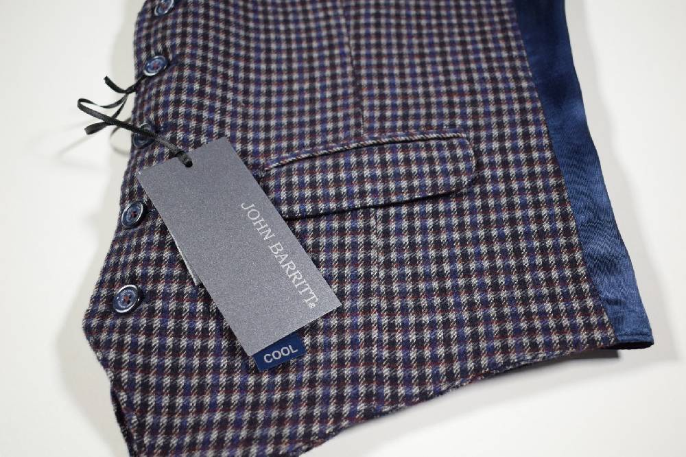 John Barritt Gilet john barritt slim fit fantasia a quadri blu e bordeaux misto lana Saldi
