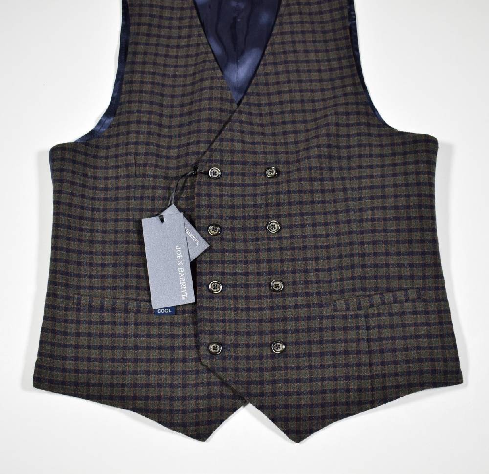 John Barritt Gilet john barritt doppio petto slim fit fantasia a quadri blu verde Offerte