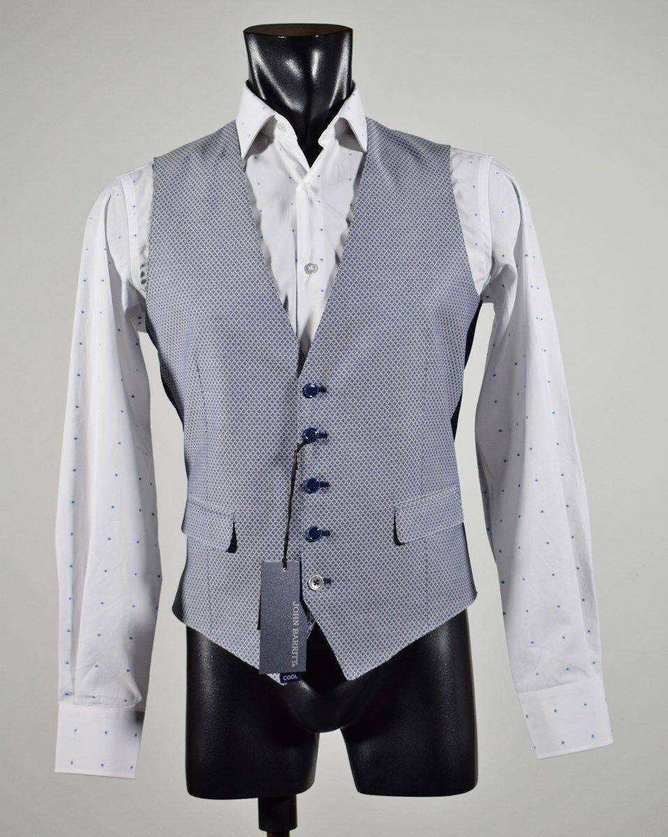 John Barritt Gilet in cotone stretch john barritt micro fantasia blu I Più Venduti