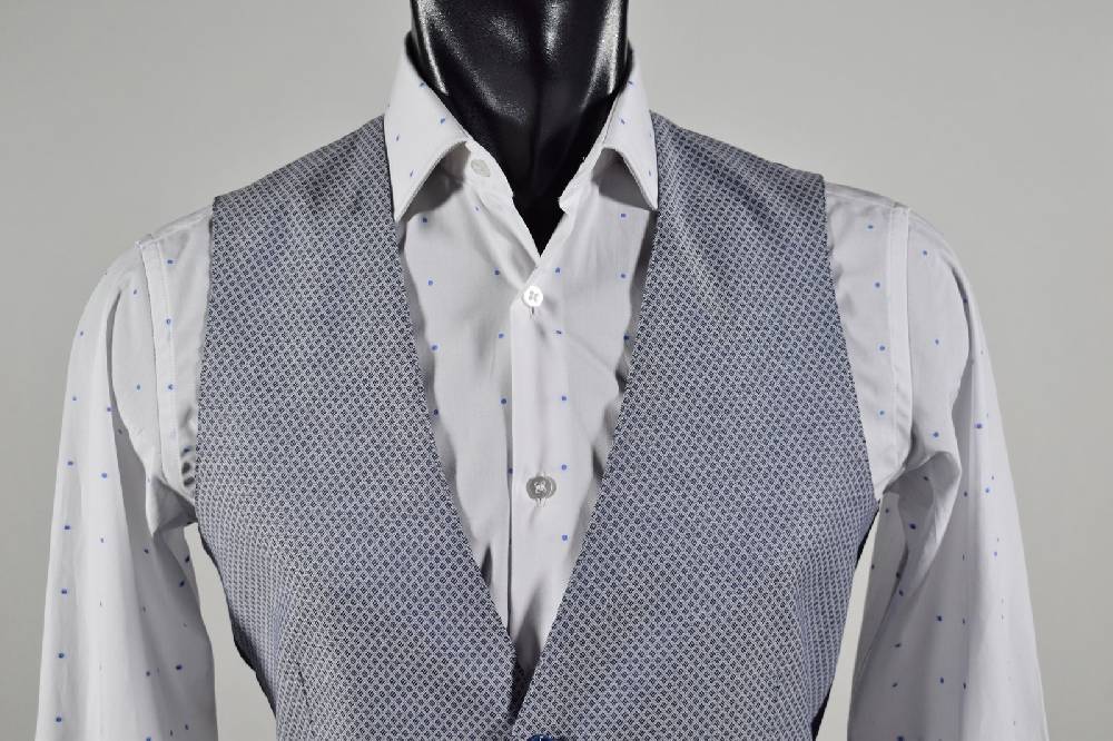John Barritt Gilet in cotone stretch john barritt micro fantasia blu I Più Venduti