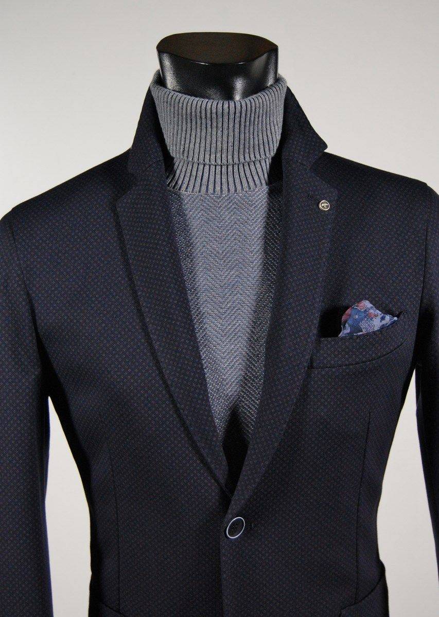 Falko Rosso Giacca blazer sfoderato micro fantasia blu falko rosso Negozio