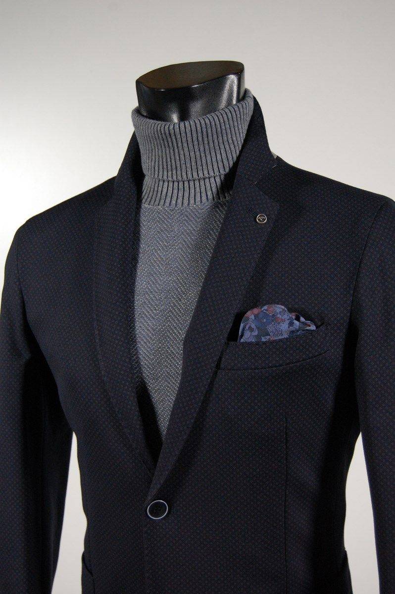 Falko Rosso Giacca blazer sfoderato micro fantasia blu falko rosso Negozio
