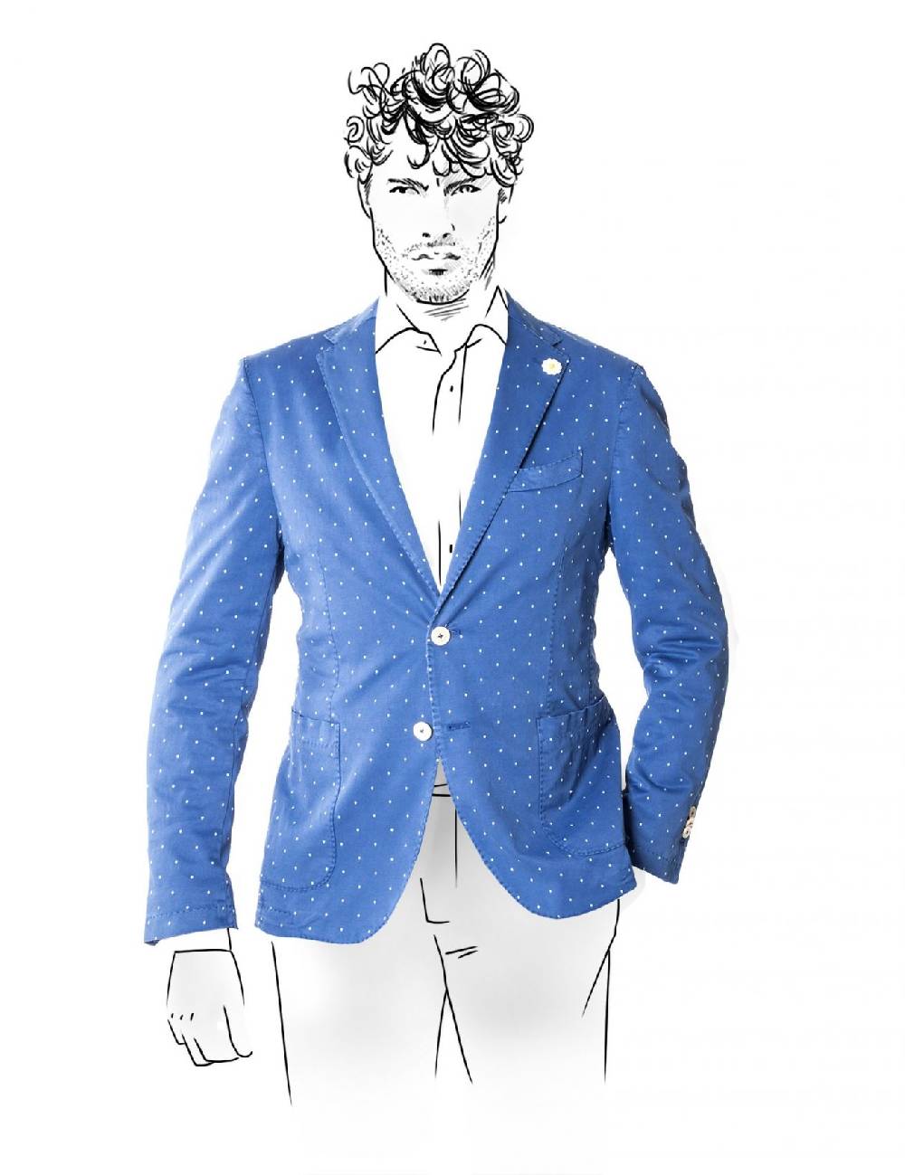 Fradi Giacca slim fit sfoderata fradi in cotone stretch a pois due colori